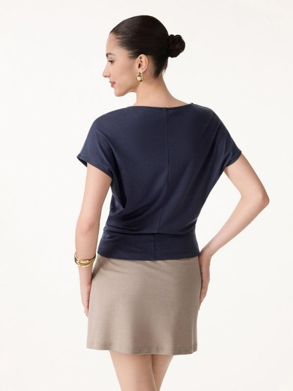 OGL Tencel-Linen 2Pcs Set Round Neck Top & A-Line Maxi Skirt with Pockets - Picture 15 of 16